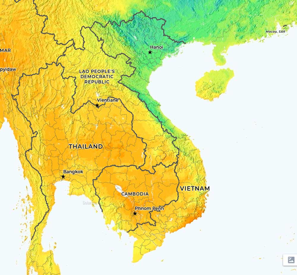 Bản đồ tiềm năng bức xạ năng lượng mặt trời tại Việt Nam